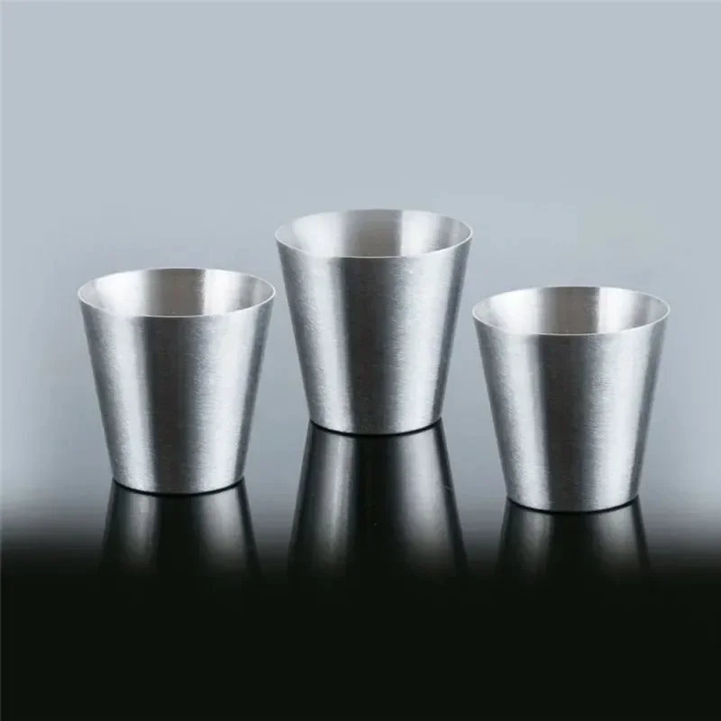 4Pcs Stainless Steel Cups Mini Set Outdoor Practical Travel Whiskey Glass Portable Drinkware 30ml/170ml Kitchen Dining Bar Home