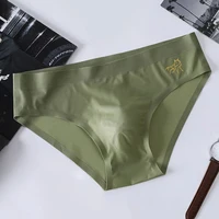 Slip d'été en soie glacée pour hommes, sous-vêtements sans couture à séchage rapide, sous-vêtements quotidiens, taille moyenne, solide, Sexy, culotte à poche convexe en U 5