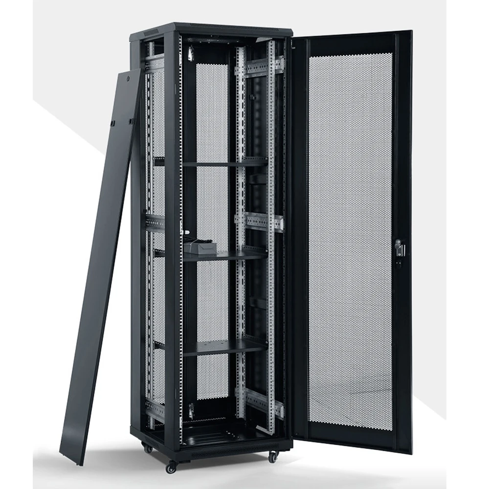 19-Zoll 42U 600/800 Breite Perforierte Tür Telekommunikations-Server-Rack-Schrank mit Lüfterablage oder Vertikalem Kabelmanagement