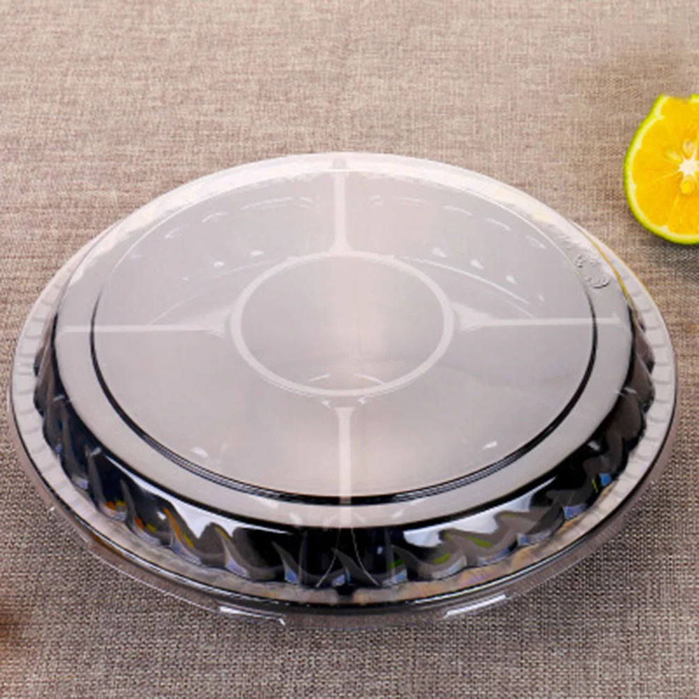 Disposable Containers Food Storage Containers 10PCS Disposable 5 Compartment Food Storage Containers Round Plastic Salad Fruits Box with Lids disposable fruit box