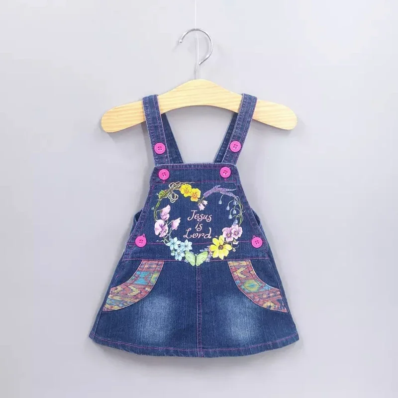 

Baby Denim Dress Girls Suspenders Sleeveless Denim Overalls Girl Loose Spaghetti Strap Jeans Dress Toddler Sundress