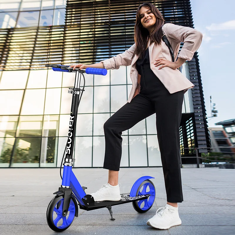 City Two-wheeled Scooter For Adults And Children Folding Dual-brake Scooter Dual-brake Balance Training Vehicle With Mudguards
