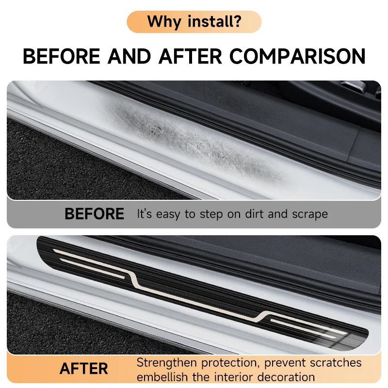 Premium Stainless Steel Car Door Sill Protector Cover - Stylish & Durable Exterior Accessory