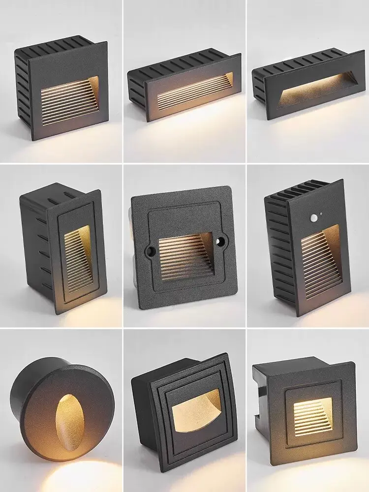 3W Led Stair Light Recessed Steps Ladder Staircase Bedroom Night Light IP 65 Waterproof 220V12V Outdoor Garden Sidewalk Lighting