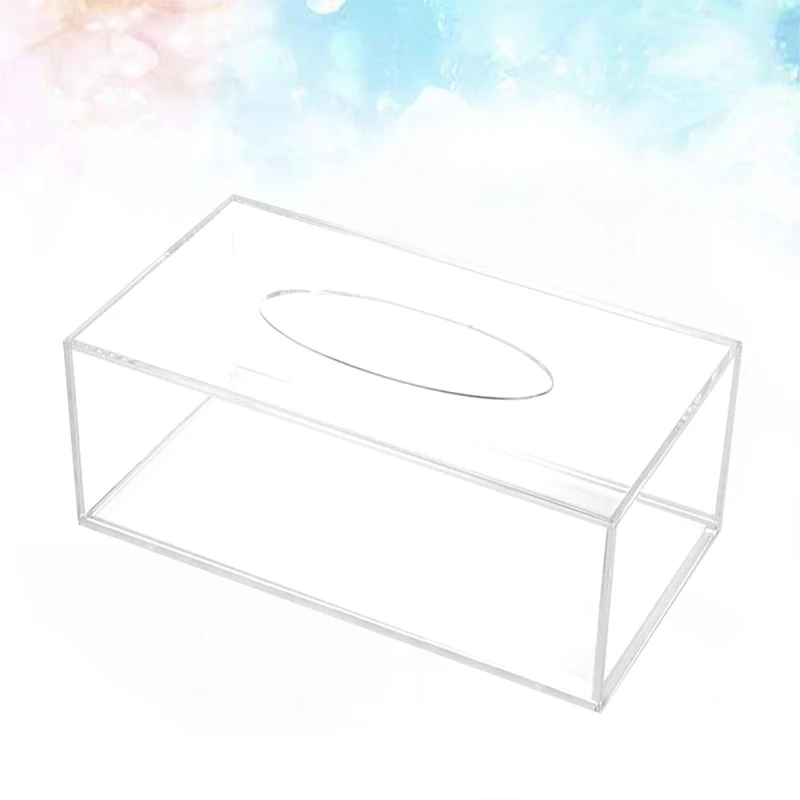 Description Picture 6 of itemClear Acrylic Tissue Box Holder Simple Rectangular Paper Napkin Cointainer Oragnizer For Car Home End Table Household Supplies