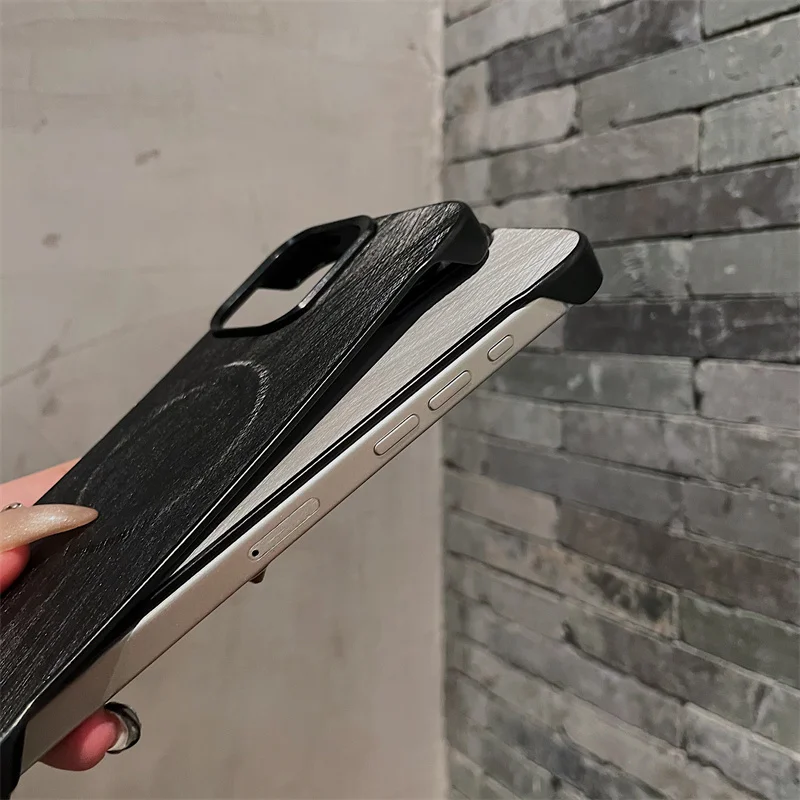 Luxury Ultra Slim Frameless Line Texture Magnetic Phone Case with Matte Finish