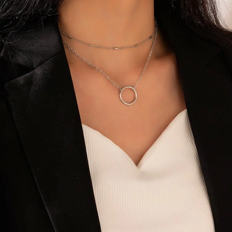 

Metal Pendant Necklace Women Fashion Clavicle Chain Girl Party Simple Jewelry Geometric Multilayer Necklaces Chains