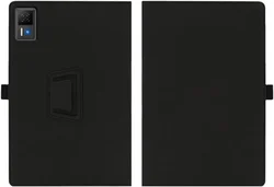Premium PU Leather Folding Tablet Case with Pen Holder and Wrist Strap - Black for DOOGEE U13 (Black)