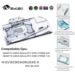 Bykski 3090 3080 GPU Bloc De Refroidissement Par Eau pour Gigabyte AORUS RTX 3090 3080 XTREME, Couverture Complète Refroidisseur CPU GPU,N GV3090AORUSXE X 
