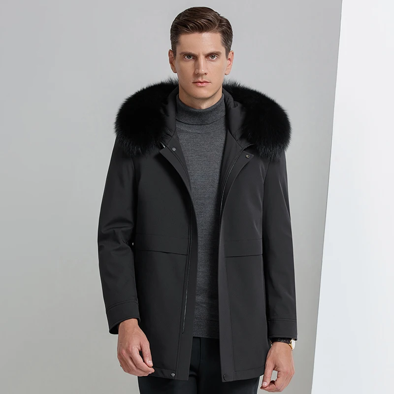 High Quality Men's Coat Fashion Black Winter Warm Coat for Men Fur Linner Fur Collar Outdoor Winter Coats Men, Sizes M-4XL!
