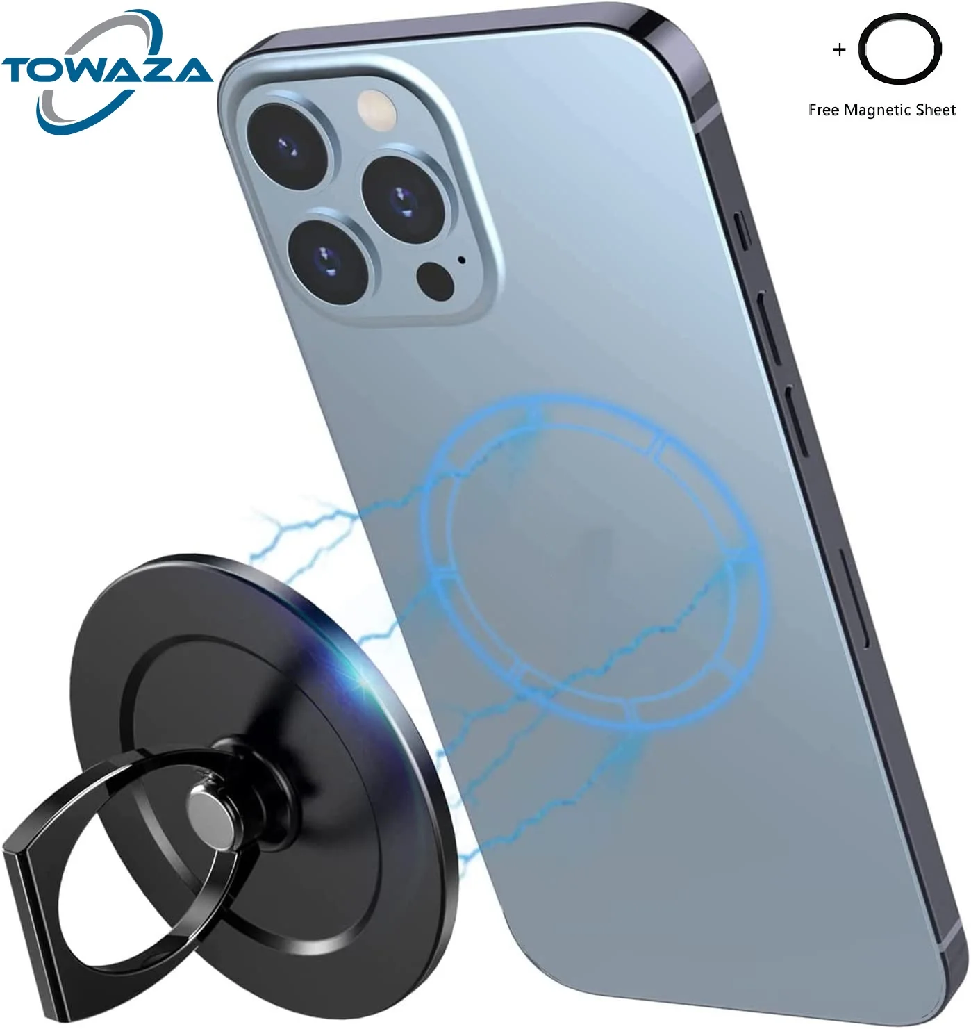 

Магнитное кольцо-держатель для телефона Iphone 14, 13, 12, регулируемое кольцо-держатель на палец для беспроводной зарядки, совместим с аксессуара...