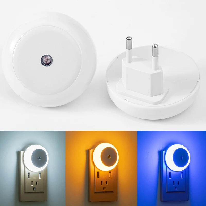 

Light Control Sensor Lamp 3Colors LED Night Light Automatic Illumination Light for Home Bedroom Kids Baby Sleeping Reading Light