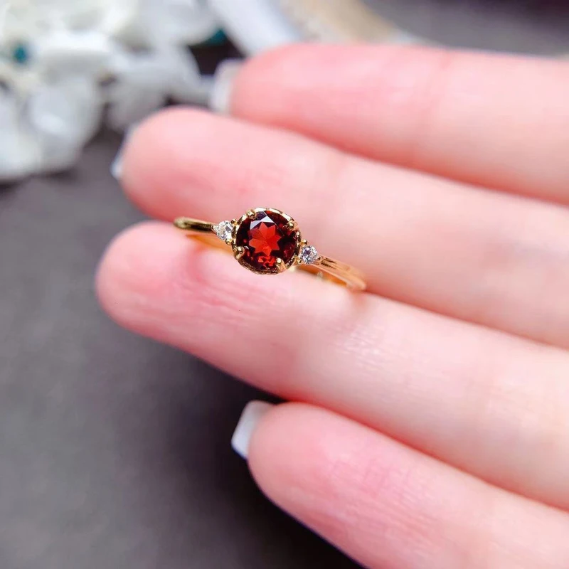 蝶デザイン 赤いストーン リング New in sparkles Red Gemstone round Rings for Women Silver