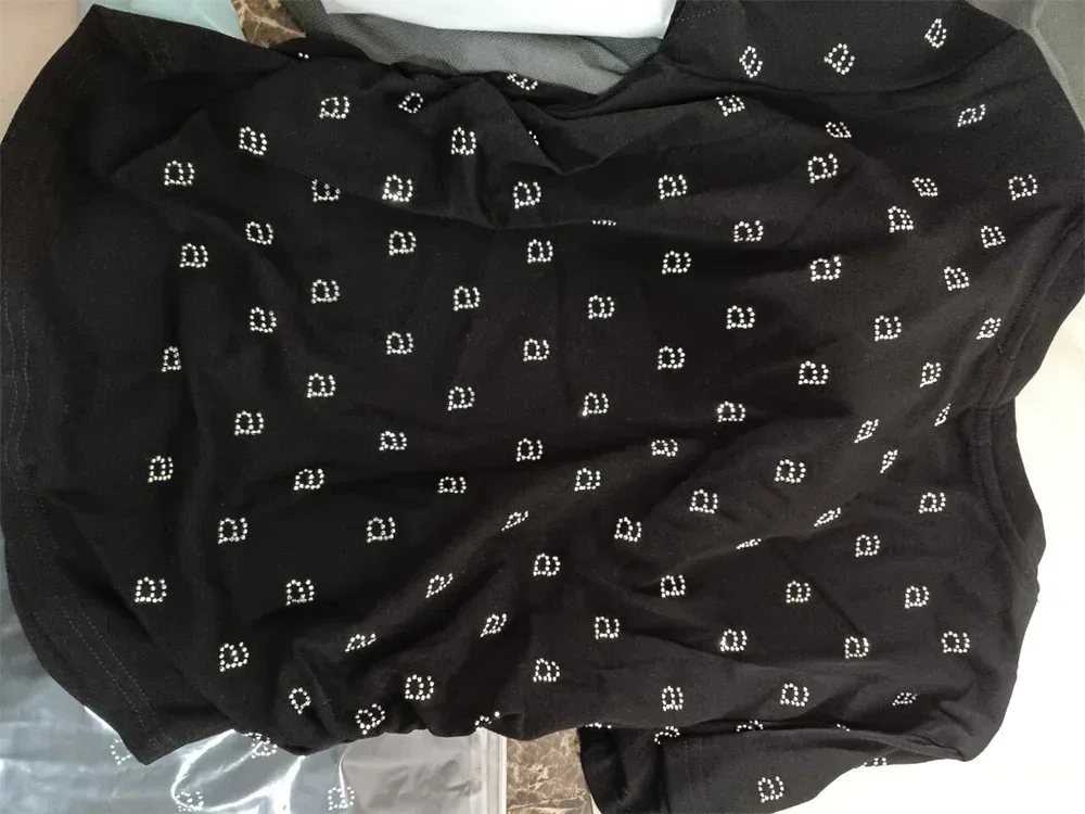 2024 New High Quality Summer Fashion Hot Diamond Set New Letter Short Sleeve T-shirt Top Half Skirt Short Skirt Two Piece Set