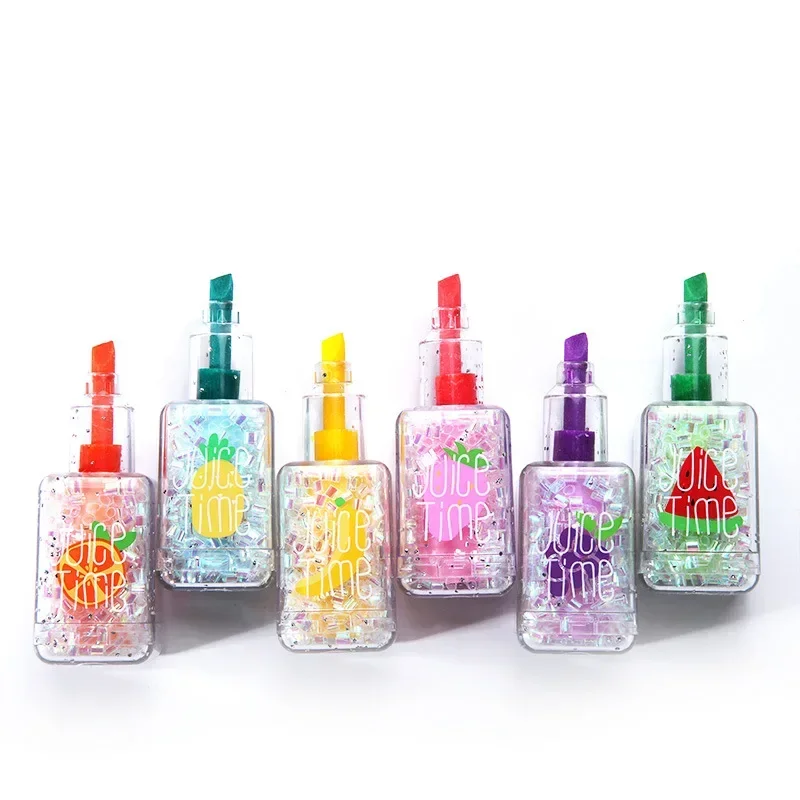 6Pcs Cute Cartoon Nail Polish Shape Highlighters School Office Stationery Students Drawing Supplies Kawaii Mini Paint Marker Pen highlighter pen marker pen highlighter marker art marker
