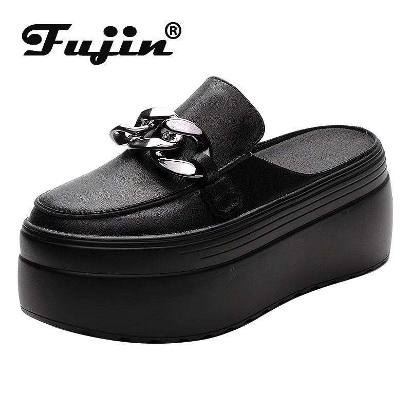 Platform Wedge Mules Women | Leather Mules Sandals Slides