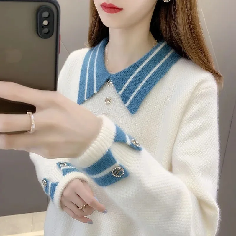 

Женский трикотажный свитер с длинным рукавом, Повседневная вязаная блузка, джемпер, пуловеры, свитера, трикотажные топы, Новинка осени-зимы 2023