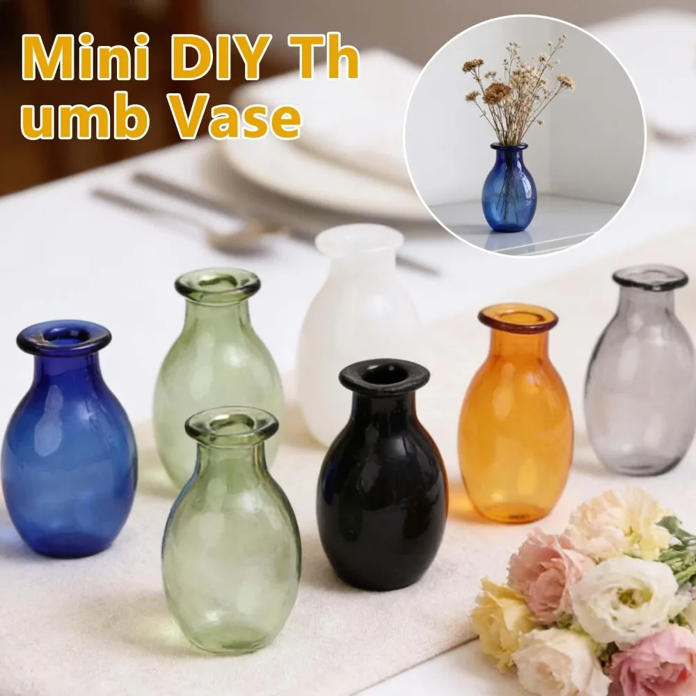 Mini Glass Vase Set - Creative DIY Thumb-Sized Ornaments for Flower Arrangements and Home Decor