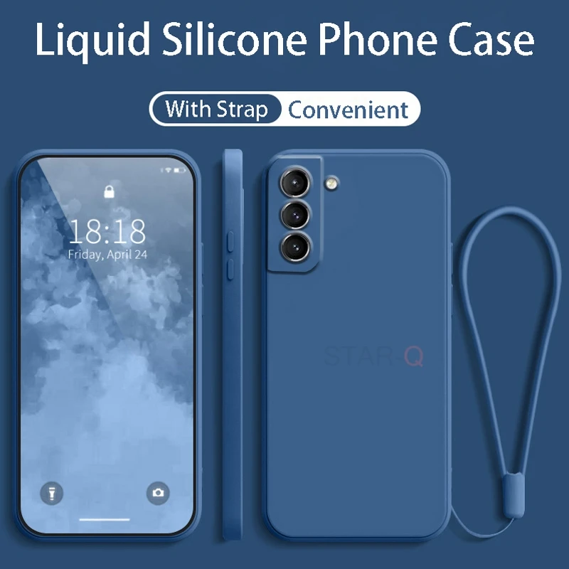 Liquid Silicone Phone Case with Soft Lanyard - Original Strap Design