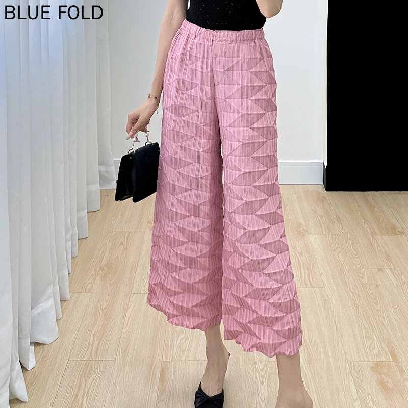 

Issey Miyake Pants Female 2024 Summer New Joker Fashion Thin Solid Color Pleated Temperament Commuter Casual Pants