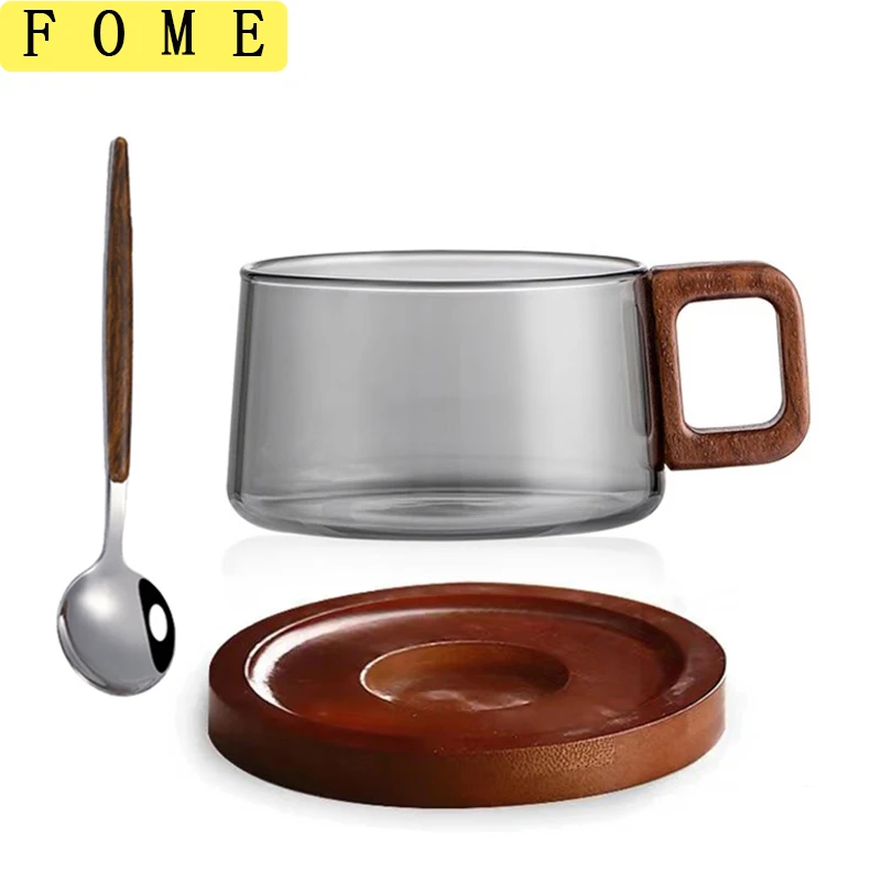 200ml tazza di legno del tè, tazza di acqua di legno della pancia grande tazza semplice del caffè del vino del tè tazza di legno classica con la maniglia per lo studio