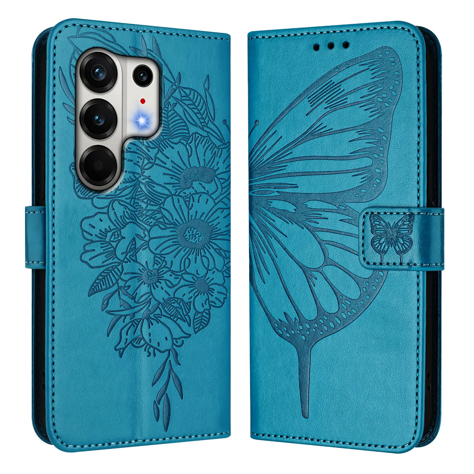 Classic Embossed Leather Phone Wallet Flip Case