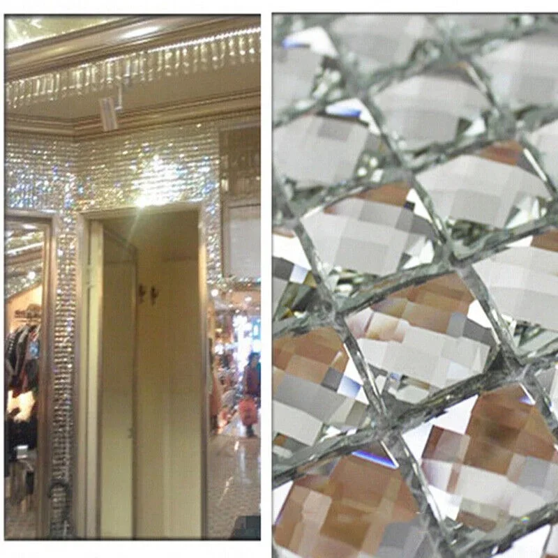 

13 Edges Clear Mirror Beveled Crystal Diamond Shining Glass Mosaic For Backsplash Tile CGMT05272