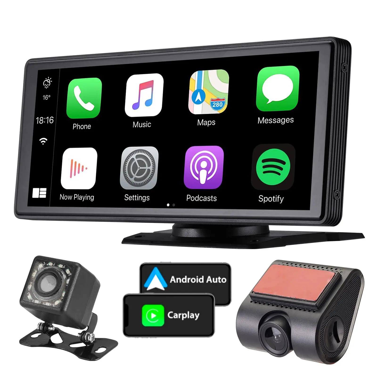 

Carplay Wireless Monitor 10.26'' Android Auto Touch Display For Car Truck Camera Reversing USB DVR Input Bluetooth MP5 Player