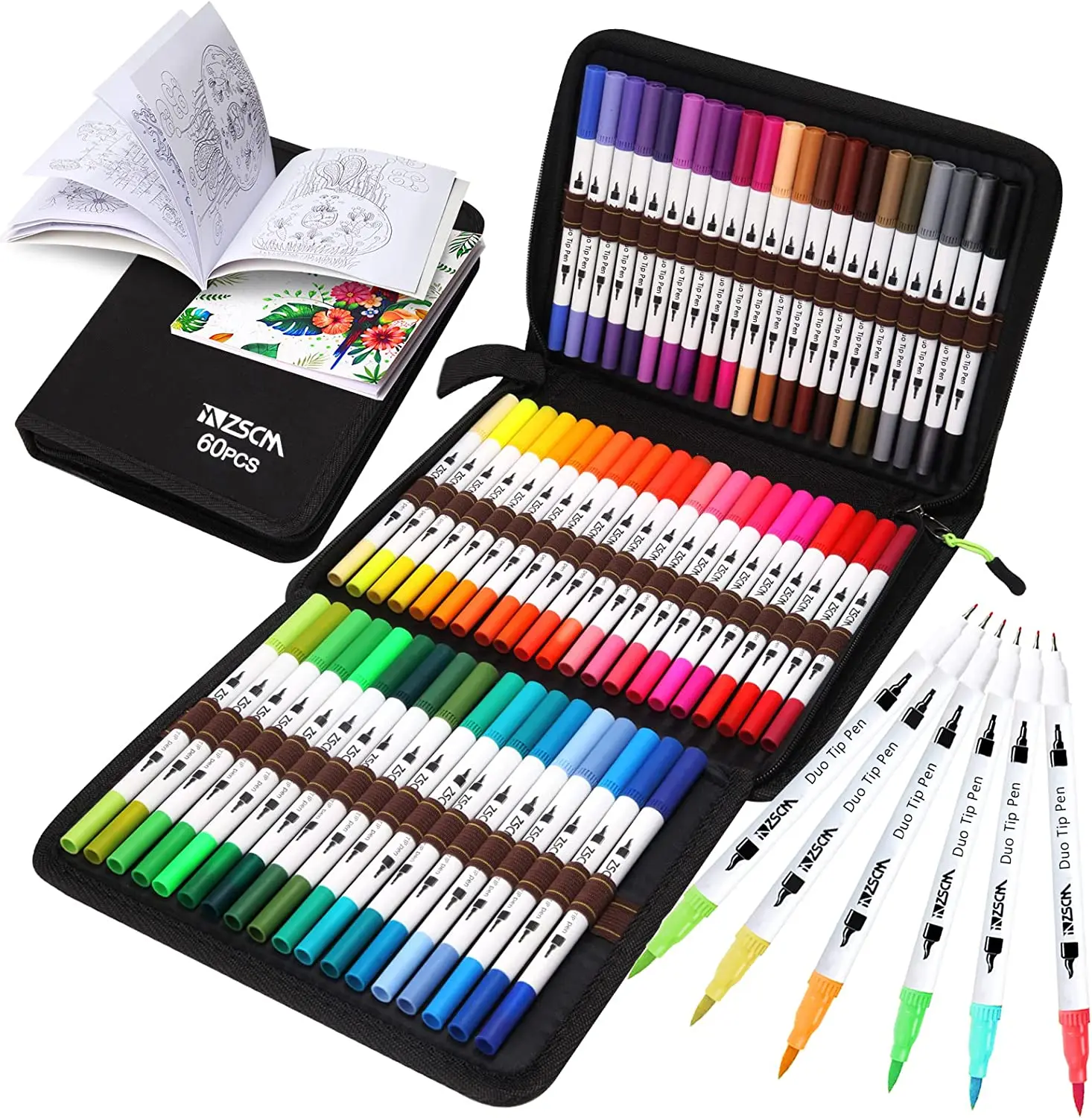 Duo Tip Brush Coloring Pens, Art Markers,Fine & Brush Tip Pen for Kids Adults Coloring Book Bullet Journals Planner diary coil notebook and notepad stationery sketchbook organizer spiral journal rings bullet planner student sketch note book kit