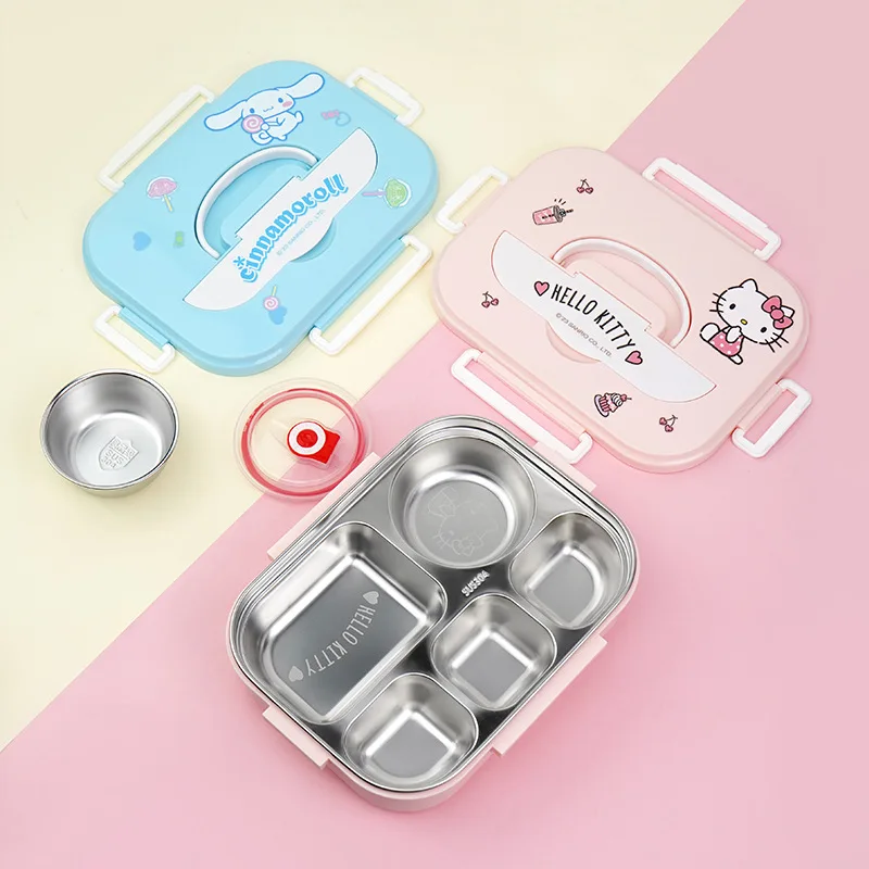 

Sanrio Ланч-бокс Cinnamoroll Kawaii аниме Hello Kitty пищевые контейнеры мультфильм милый бэнто коробка бытовой Чиппер подарки для детей