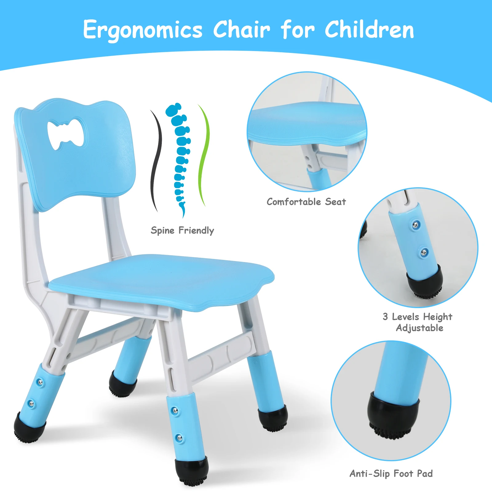 AOOU Kids Table and 4 Chairs Set, Height Adjustable Toddler Study Table Set, Multi-Activity Art Table Graffiti Desktop Age 2-10 4