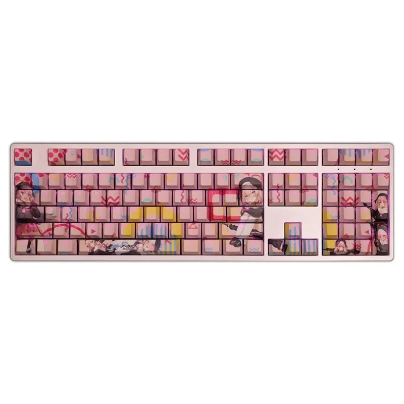 Keycaps Anime para Perfil Cereja Arquivo Azul Shimoe Koharu Pbt Tintura Subbed Backlit 61 87 104 108 Layout Set - Imagem 2