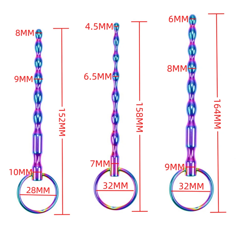 Male Rainbow Stainless Steel Penis Plug Set Man Urethral Catheter Dilator Metal Penis Plug Set Stick Insert Sex Toy images - 6