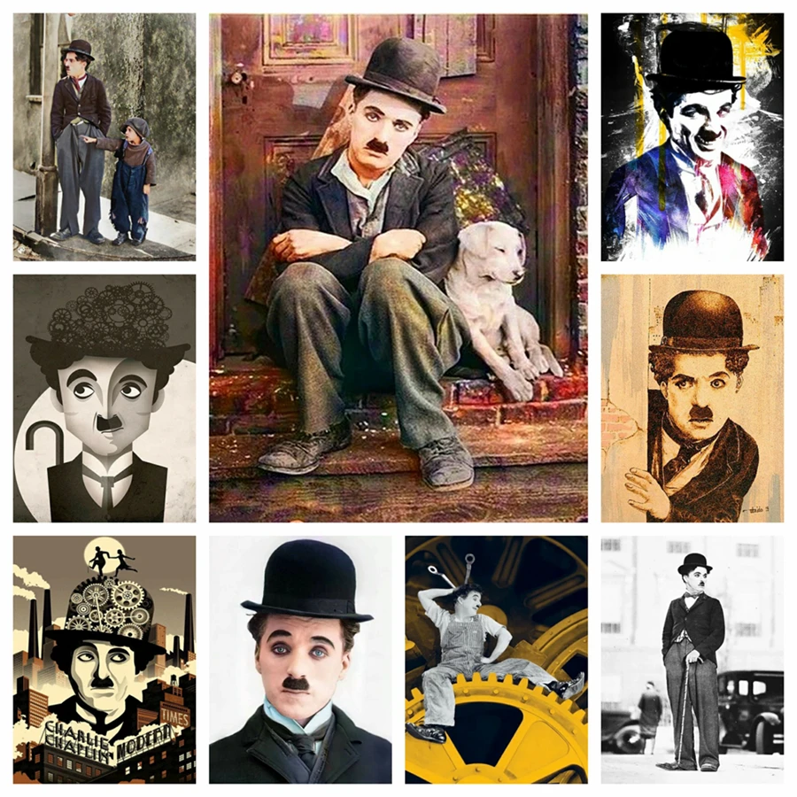 Peinture la Grande Rue Charlie Chaplin Einstein Ali - Fineartsfrance