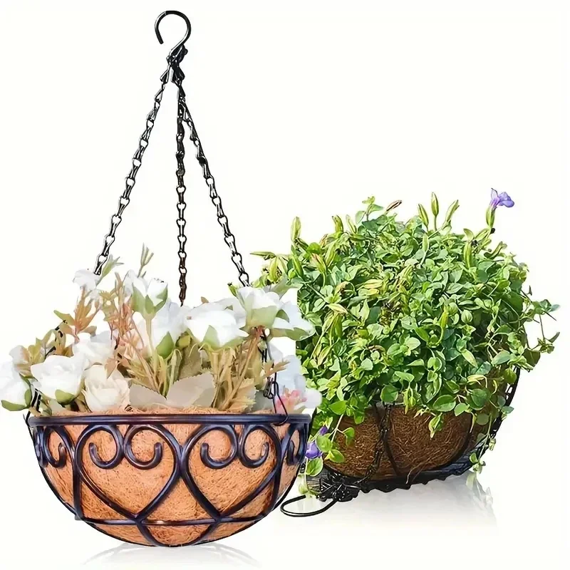 Flower Pot 12inch hanging basket flowerpot coconut palm indoor flowerpot hanging basket hanging plant indoor and outdoor