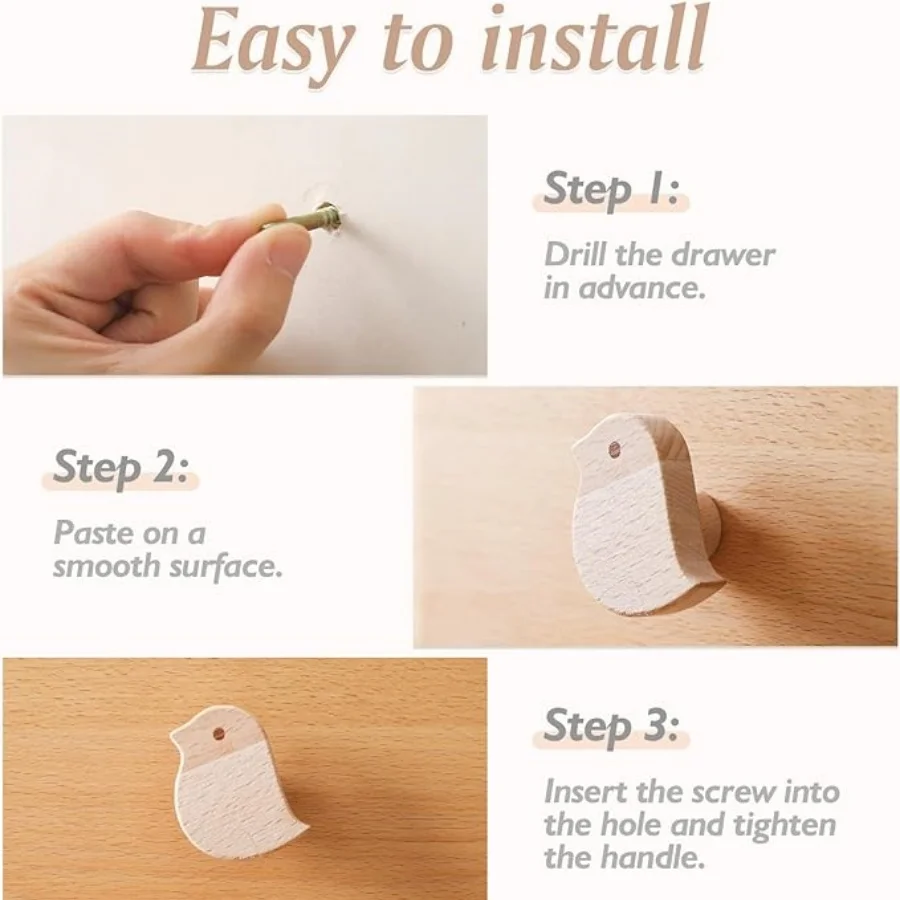 Wooden Kitchen Cabinet Handles Dresser Knobs Drawer Closet Door Pulls with Screws Furniture Handles Home Decoration Hardware