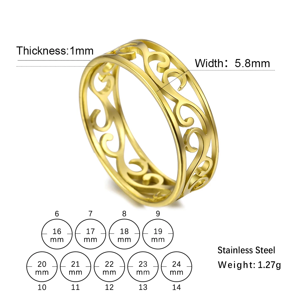 Cooltime filigrane Blumen ringe für Frauen Edelstahl romantische Paar Fingerringe Trend Geburtstag Schmuck Geschenk neu in – Detail 1