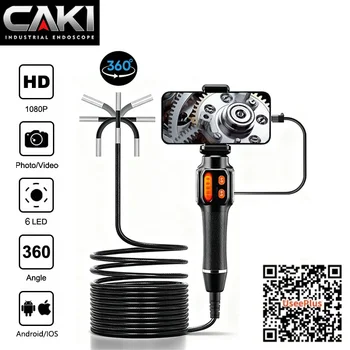 360 Degree Rotation Endoscope Camera 6mm Lens HD Articulated Inspection Borescope Camera IP67 for Automotive Car IOS Android 1