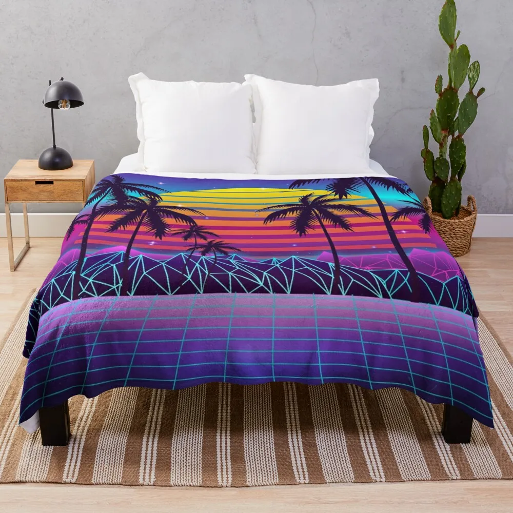 

Radiant Sunset Synthwave Throw Blanket christmas decoration Decoratives Soft Blankets