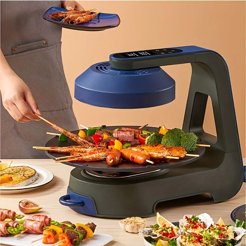 Korean Infrared Barbecue Oven Indoor Smoke-free Electric Baking Tray Automatic Rotating Electric Barbecue Oven Light Wave Oven 4