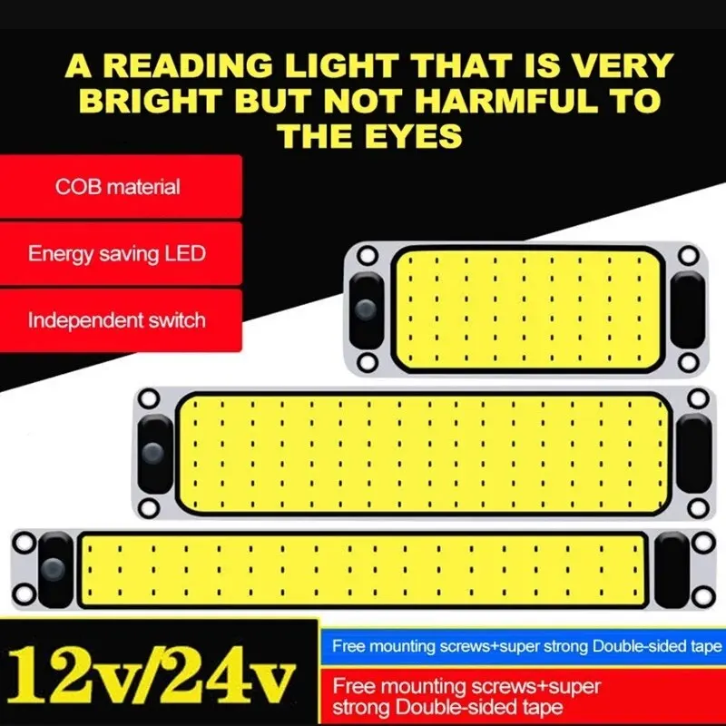 LED Car Light 12-24V LED Night Strip Interior Ceiling Lamp On Off Switch for Van Lorry Truck Camper Boat