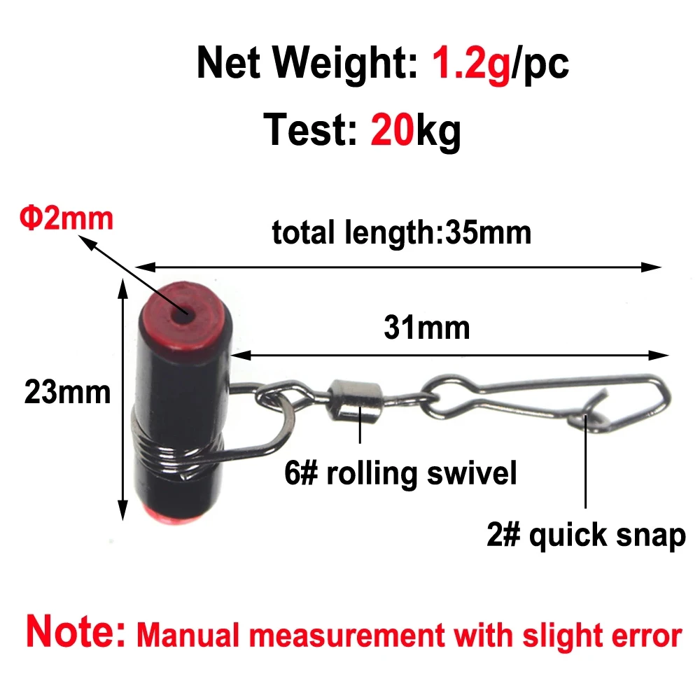 10Pcs Top Anti-winding S/L Balance Sea Fishing Balance Clear Snap Plastic Head Swivel