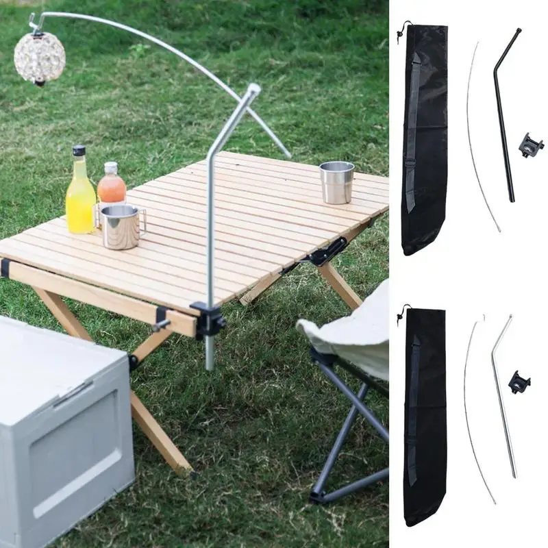 Camping Tabletop Light Stand Aluminum Alloy Curved Light Stand Portable Picnic Pole Lighting Rack Bracket camp Accessory