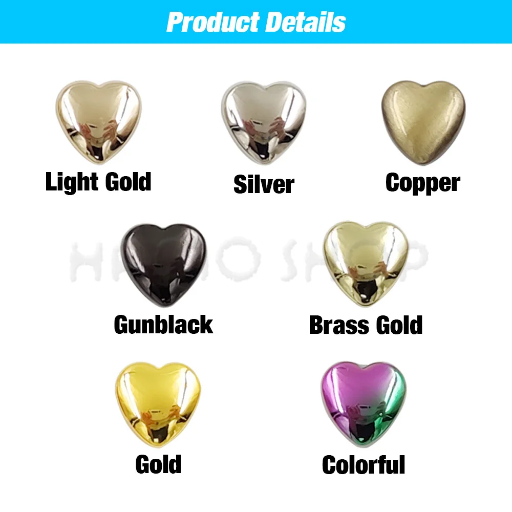 Metal Rivets Belt Strap Rivets Metal Studs Leather Rivets 10Set 10/14mm Heart Shape Metal Screwback Rivet Screw Studs For Leathercarft Garment Belt Wallet Bag Decoration