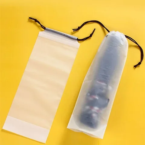 

1/2/5Pcs Translucent Plastic Bag Umbrella Storage Bag Reusable Portable Umbrella Drawstring Storage Cover Home Storage Organizer
