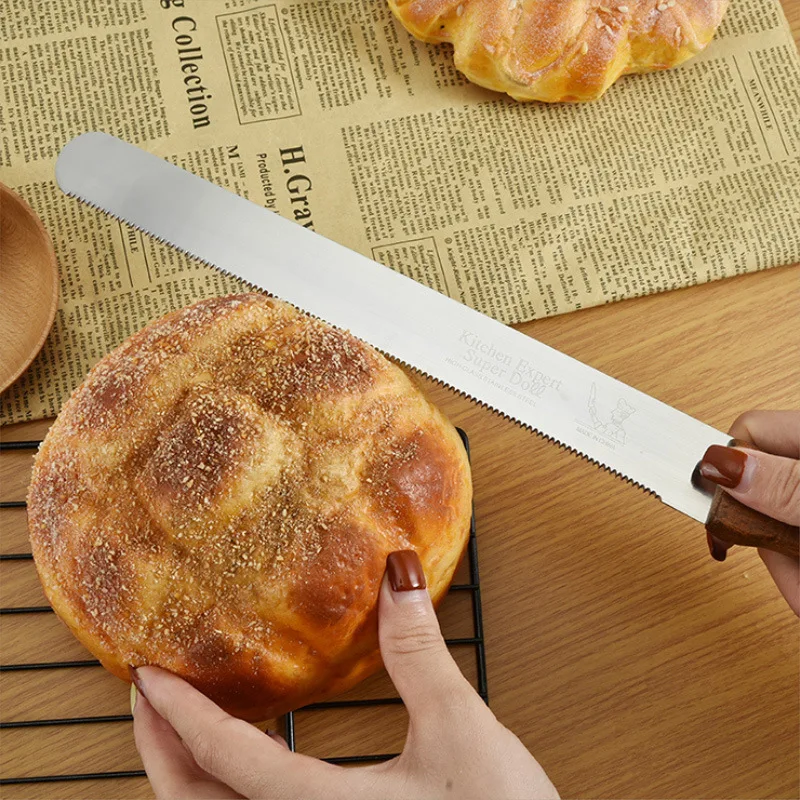 10/12/14 Inch Stainless Steel Serrated Bread Knife Wooden Handle Slicing Knives Toast Cake Slicer Kitchen Pastry Biscuit Cutter baking tool,baking accessories,bread cutter