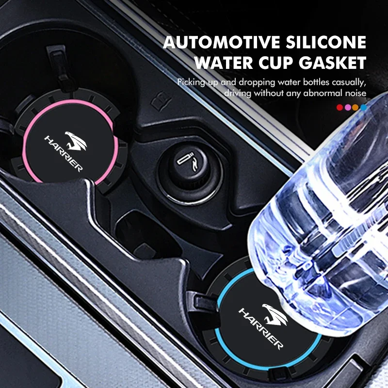 2pcs Car Anti-Slip Pad Coaster Silicone Water Cup Holder Mat for Toyota Harrier 80 30 60 XU30 XU60 Venza