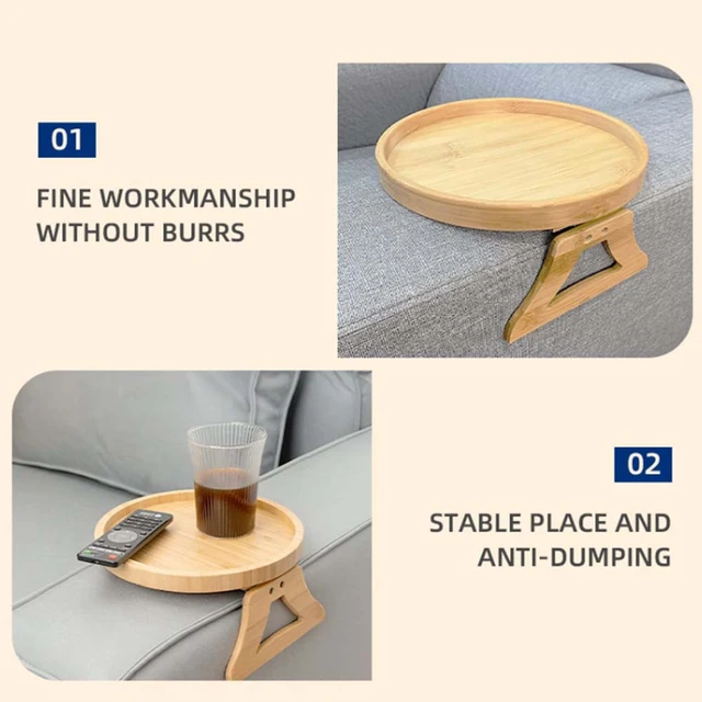 Sofa Tablett Tisch Sofa Armlehne Clip-On Tablett Holz Sofa Tablett  praktische TV Snack Tablett für fern gesteuerte Kaffee Snacks - AliExpress