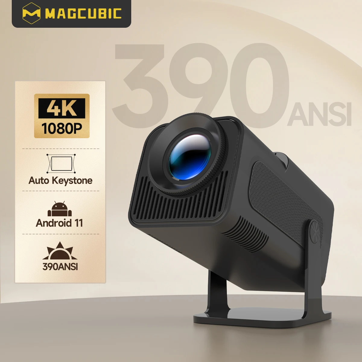 4K HD WiFi Projector Magcubic HY320 Android11 Allwinner H713 390ANSI BT5.0 1920*1080P Outdoor portable projetor Upgrated HY300