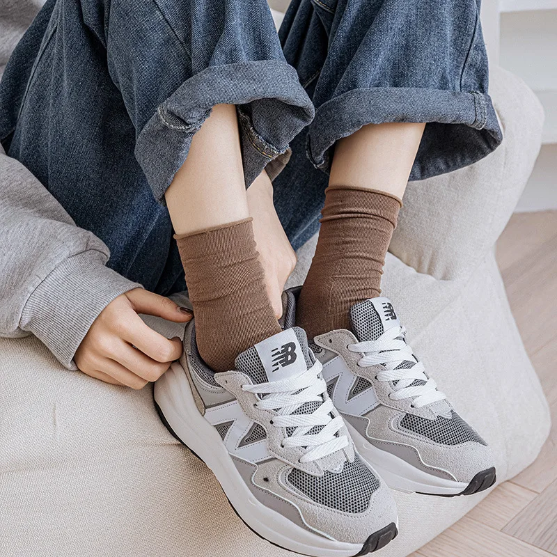 

Pure cotton colorful breathable rolled hem women's socks Korean style Japanese trend